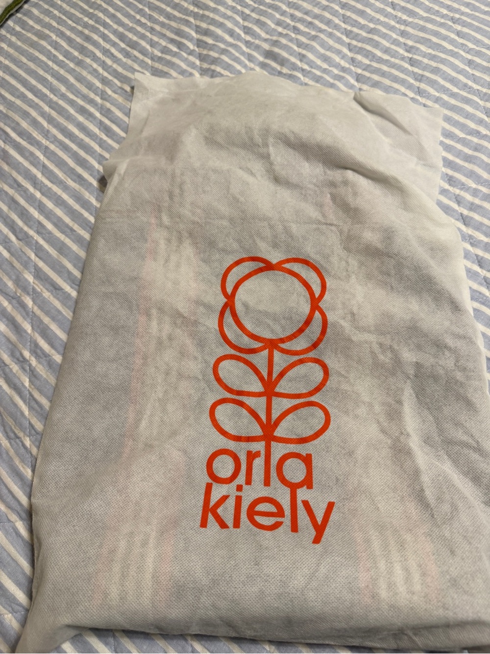Orla Kiely Brown and Orange Leaf-Print coated Canvas Tote with Striped Handles - Picture 12 of 12